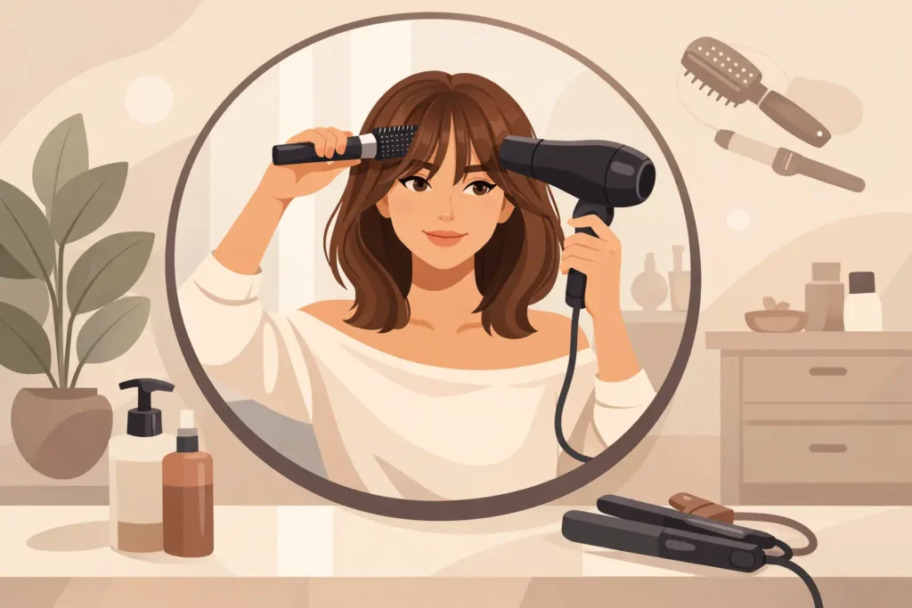 How to Style Curtain Bangs Safely at Home
